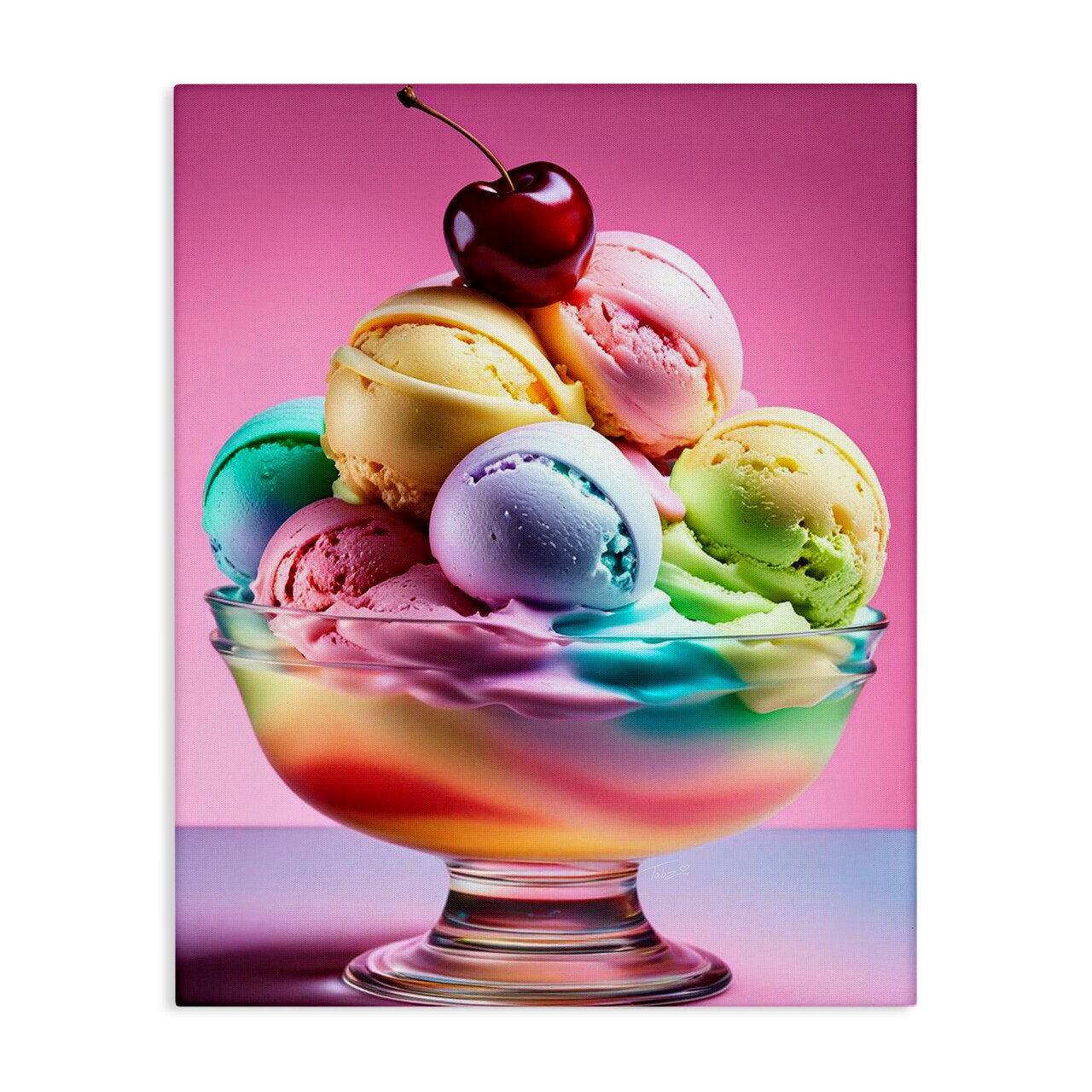 Stupell Industries Rainbow Hued Sundae Dessert Canvas Design by Tabz Jones
